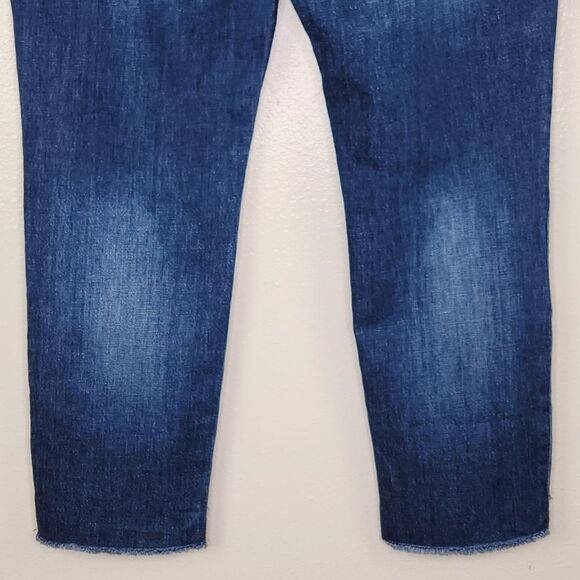 J. Crew Blue Med Wash Slim Broken In Boyfriend Jeans Raw Hem Size 32/14 - Picture 8 of 12